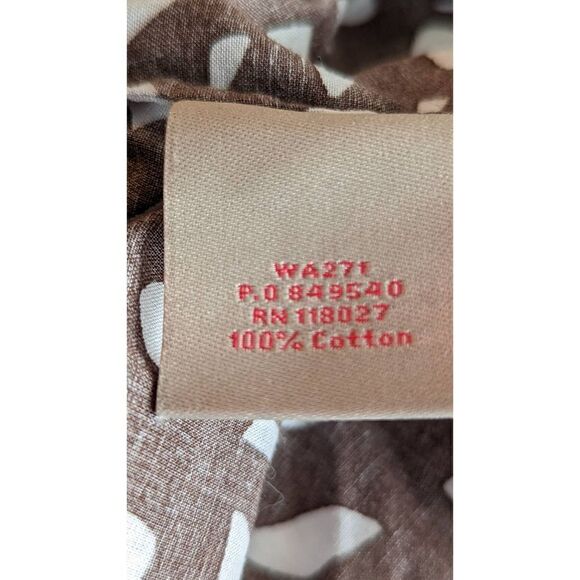 Boden Women Brown Puff Cap Short Sleeve Floral Print Cotton Blouse Size 4 - Picture 10 of 11